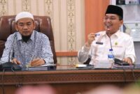 Kakanwil Kemenag Sumbar, Mahyudin menerima kunjungan kerja Anggota DPD RI, Jelita Donal, Kamis (10/4/2025). (Foto: Humas Kemenang Sumbar)