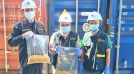 Petugas Karantina Sumatera Barat memeriksa 16 kontainer bungkil jagung impor dari Amerika Serikat di Pelabuhan Teluk Bayur. (Foto: Balai Karantina Sumbar)