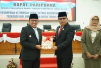 DPRD Tanah Datar menggelar Rapat Paripurna untuk menyampaikan keputusan terkait Laporan Keterangan Pertanggungjawaban (LKPJ) Bupati tahun 2024, Kamis (10/4/2025). (Foto: Prokopim Tanah Datar)