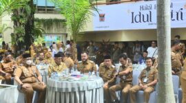 Pemko Padang menggelar acara Halal Bihalal di Kantor Balai Kota Aie Pacah, Selasa (8/4/2025). (Foto: Prokopim Padang)
