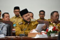 Wali Kota Padang, Fadly Amran menyampaikan aspirasi masyarakat Kota Padang kepada Menteri ATR/BPN pada Rakor Penguatan Pelayanan Pertanahan di Auditorium Gubernur Sumbar, Senin (28/4/2025). (Foto: Prokopim Padang)