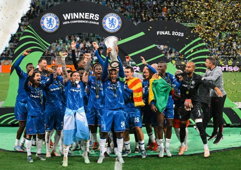 Chelsea juara UEFA Conference League 2025 setelah menang telak 4-1 atas Real Betis. (Foto: IG @chelseafc)
