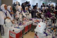 Sebanyak 423 jemaah Kloter 2 Embarkasi Padang asal Bengkulu diberangkatkan ke Madinah. (Foto: Humas Kemenag Sumbar)
