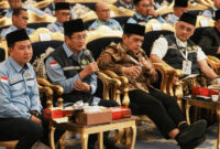 Menag Nasaruddin Umar didampingi Wamenag Romo H. R. Muhammad Syafi’i, Dirjen PHU Hilman Latief, Kepala BPH Irfan Yusuf dan Wakil Kelapa BPH Dahnil Anzar Simanjuntak. (Foto: Andi Ardiansyah Asdar/Kemenag)