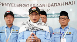 Menag Nasarudin Umar memberikan keterangan pers, Rabu (4/6/2025). (Foto: Muhammad Marjan Madyansyah/Kemenag)