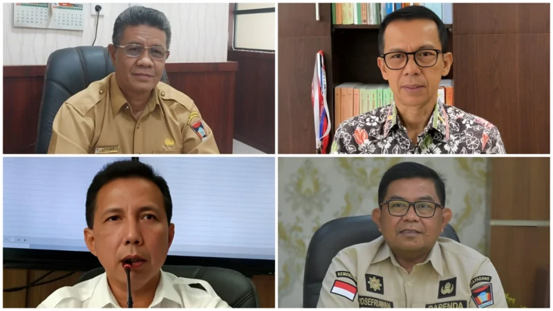Afriadi (kiri atas), Edi Hasymi (kanan atas), Arfian (kiri bawah) dan Yosefriawan (kanan bawah). Keempat pejabat senior Pemko Padang ini akan memasuki purna tugas. (Foto: Ist)