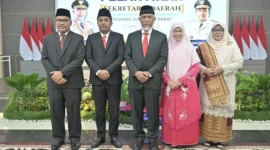 Sekda Sumbar Arry Yuswandi menegaskan komitmennya untuk segera bergerak cepat menghadapi tantangan strategis daerah. (Foto: adpsb)