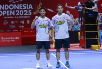 Pasangan ganda putra Indonesia Sabar/Reza menjadi satu-satunya wakil Indonesia di final Indonesia Open 2025. (Foto: PBSI)
