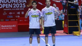 Pasangan ganda putra Indonesia Sabar/Reza menjadi satu-satunya wakil Indonesia di final Indonesia Open 2025. (Foto: PBSI)