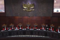 Majelis Hakim Konstitusi dalam Sidang Pengucapan Putusan Nomor 135/PUU-XXII/2024 yang digelar pada Kamis (26/6/2025) di Ruang Sidang Pleno MK. (Foto: Humas/Ifa)