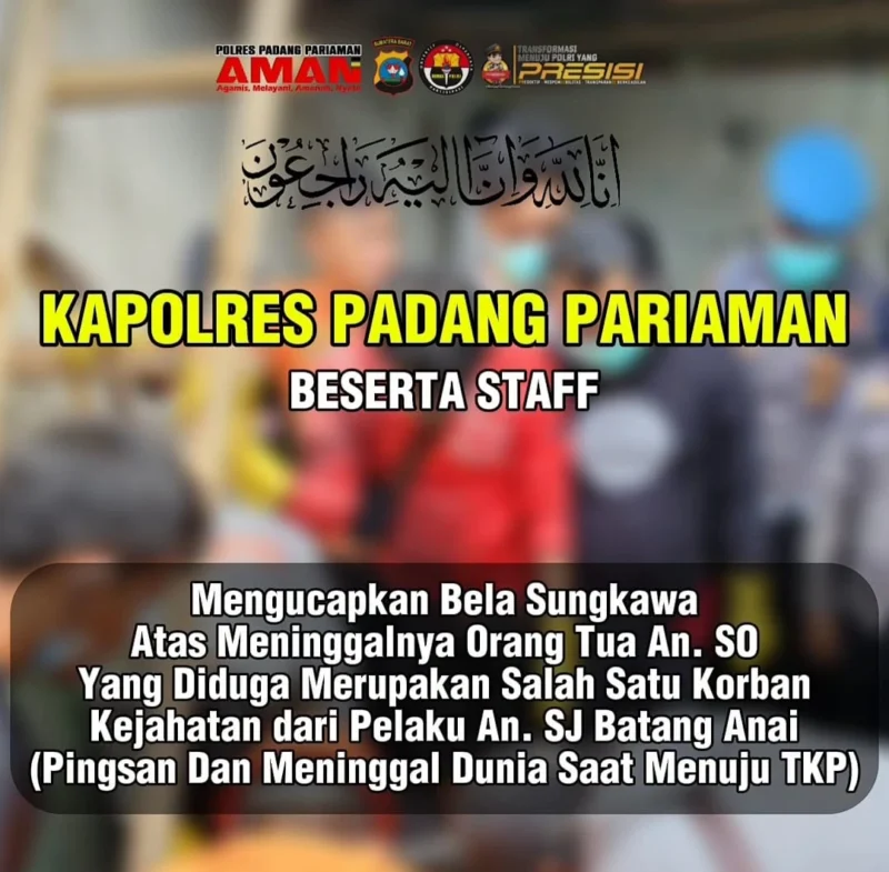 Ibunda Siska Oktavia Rusdi (Cika) meninggal dunia saat menuju lokasi tempat putrinya diduga terkubur, Kamis (19/6/2025). (Foto: Tangkapan layar IG @polres_padangpariaman)