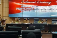 Plt Asisten I Setdako Padang Mairizon membuka kegiatan Bimtek Optimalisasi Penggunaan Bantuan Keuangan Ruang Abu Bakar Jaar Balai Kota Padang, Senin (30/6/2025). (Foto: Ist)