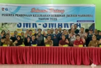 Badan Kesbangpol Padang menggelar Sosialisasi Pembinaan Kelurahan Bersinar (Bersih Narkoba) di Aula SMK SMAK Padang, Selasa (15/7/2025). (Foto. Ist)