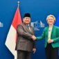 Presiden Prabowo Subianto melakukan pertemuan dengan Presiden Komisi Eropa, Ursula von der Leyen, di kantor pusat Uni Eropa Gedung Berlaymont, Brussel, Belgia, pada Minggu (13/7/2025). (Foto: BPMI Setpres)