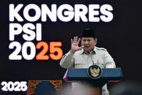 Presiden Prabowo Subianto menyampaikan sambutan pada Kongres PSI 2025 di Edutorium Universitas Muhammadiyah Surakarta, Kota Surakarta, Jateng, Minggu (20/7/2025). (Foto: BPMI Setpres)