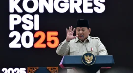 Presiden Prabowo Subianto menyampaikan sambutan pada Kongres PSI 2025 di Edutorium Universitas Muhammadiyah Surakarta, Kota Surakarta, Jateng, Minggu (20/7/2025). (Foto: BPMI Setpres)