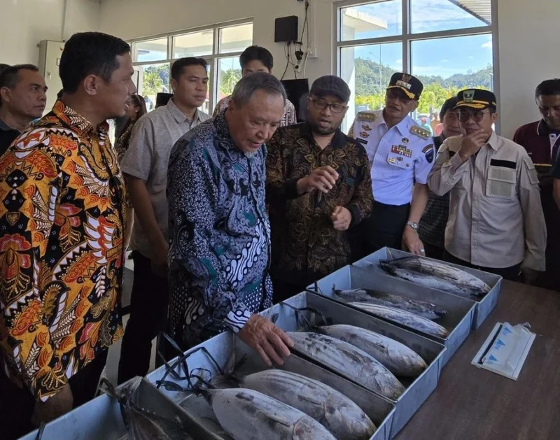 Rombongan investor asal Jepang bersama Bupati Pessel, Hendrajoni saat meninjau Sentra IKM Perikanan di Carocok Tarusan. (Foto: Dok. Be)