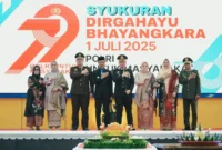 Wabup Solsel H. Yulian Efi menghadiri syukuran HUT Bhayangkara ke-79 di Aula Sarantau Sasurambi, Selasa (1/7/2025). (Foto: Humas Pemkab Solsel)