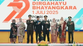 Wabup Solsel H. Yulian Efi menghadiri syukuran HUT Bhayangkara ke-79 di Aula Sarantau Sasurambi, Selasa (1/7/2025). (Foto: Humas Pemkab Solsel)