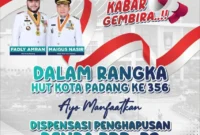 Pemko Padang menghapuskan denda PBB-P2 mulai 1 Juli hingga 31 Agustus 2025. (Foto: FB Diskominfo Padang)