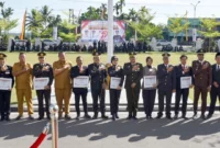 Wali Kota Pariaman Yota Balad menghadiri peringatan Hari Bhayangkara ke-79 di Halaman Balai Kota Pariaman, Selasa (1/7/2025). (Foto: Kominfo Pariaman)