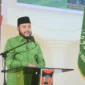 Wali Kota Padang Fadly Amran memberikan sambutan saat menghadiri pelantikan PW Al Jam’iyatul Washliyah Sumbar masa bakti 2025–2030, Kamis (10/7/2025). (Foto: Prokopim Padang)