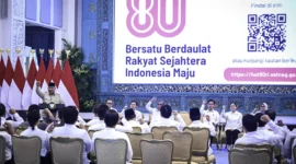 Presiden Prabowo Subianto resmi meluncurkan logo dan tema HUT ke-80 Kemerdekaan RI di Istana Negara, Jakarta, Rabu (23/7/2025). (Foto: BPMI Setpres)