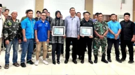 Camat Lubeg Andi Amir membuka Muscam KNPI Lubeg ke-41 di aula kantor camat, Sabtu (6/7/2025). (Foto: Ist)