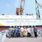 Menteri Perindustrian Agus Gumiwang Kartasasmita pada acara Pelepasan Ekspor Produk Baja Lapis PT Tata Metal Lestari ke AS, di Pelabuhan Tanjung Priok, Jakarta, Jumat (18/7/2025). (Foto: Kemenperin)