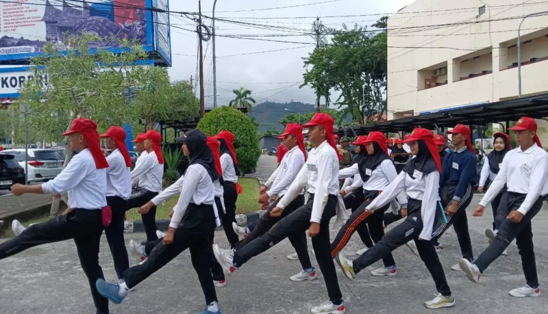 Capaska Kota Padang berlatih untuk persiapan Upacara Bendera 17 Agustus 2025 Tingkat Kota Padang. (Foto: Diskominfo Padang)
