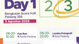 Hari pertama HJK Padang ke-356 dimulai dengan Fun Run, Padang Fashion Summit, Badminton Eksekutif-Legislatif dan Festival Nan Jombang pada Minggu (3/8/2025). (Foto: Diskominfo Padang)