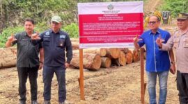 Anggota DPRD Pessel, Novermal bersama Kepala Balai Gakkum KLHK Wilayah Sumatera, Hari Novianto, dan pihak terkait saat penyegelan lokasi. (Foto: Dok Novermal)