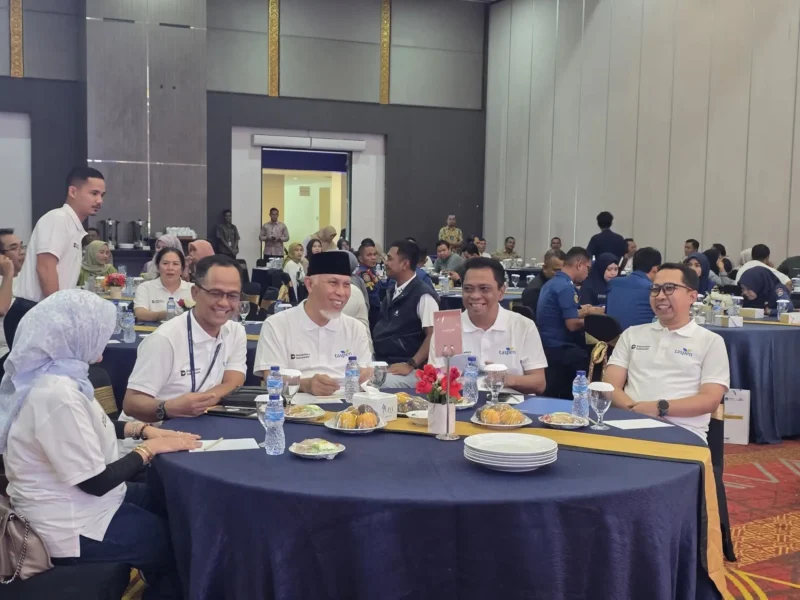 Gubernur SumbarbMahyeldi Ansharullah menghadiri Taspen Safety Day di Hotel Truntum, Jumat (29/8/2025). (Foto: ADPSB)