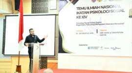 Wali Kota Padang, Fadly Amran jadi keynote speaker pada Temilnas IPS ke-XIV di UNP Hotel dan Convention Center, Kamis (28/8/2025). (Foto: Prokopim Padang)
