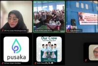 Anggota Komisi VIII DPR RI Lisda Hendrajoni saat menghadiri sosialisasi temu penghulu, dan peletakan batu pertama gedung manasik haji secara virtual. (Foto: Dok TA Lisda)