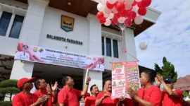 Wali Kota Pariaman, Yota Balad melaunching Koperasi Merah Putih se-Kota Pariaman di halaman Balai Kota Pariaman, Jumat (29/8/2025). (Foto: Kominfo Pariaman)