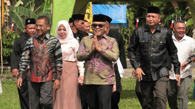 Bupati Pasbar Yulianto menghadiri tasyakuran penerimaan warga baru PSHT Ranting Kinali, Kecamatan Kinali, Minggu (24/8/2025). (Foto: Diskominfo Pasbar)