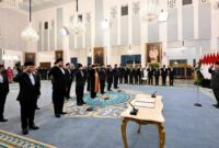 
Presiden RI Prabowo Subianto melantik sejumlah pejabat baru yang akan memimpin badan-badan strategis negara di Istana Negara, Jakarta, Senin (25/8/2025). (Foto: BPMI Setpres) 