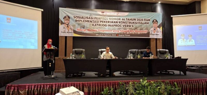 Pemko Padang menggelar Sosialisasi Perpres Nomor 46 Tahun 2025 tentang Pengadaan Barang dan Jasa Pemerintah, Kamis (21/8/2025). (Foto: Diskominfo Padang) 