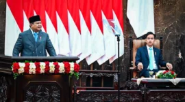 Presiden Prabowo Subianto memaparkan rancangan Arsitektur APBN 2026 dalam pidato kenegaraan di Gedung Nusantara, Jakarta, Jumat (15/8/2025). (Foto: BPMI Setpres)