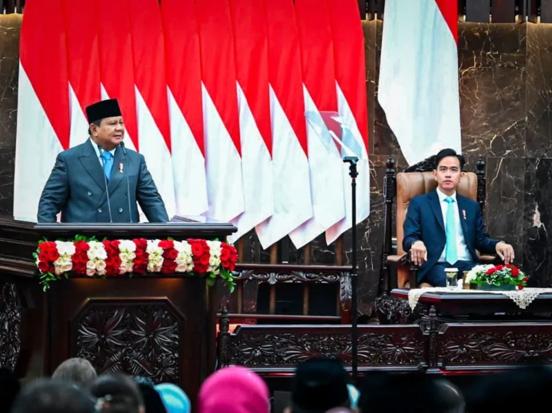 Presiden Prabowo Subianto memaparkan rancangan Arsitektur APBN 2026 dalam pidato kenegaraan di Gedung Nusantara, Jakarta, Jumat (15/8/2025). (Foto: BPMI Setpres)