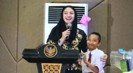 Bupati Dharmasraya, Annisa Suci Ramadhani memberikan sambutan. (Foto: Pemkab Dharmasraya)