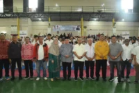 Wakil Wali Kota Padang, Maigus Nasir membuka Kejuaraan Kempo Wali Kota Cup 2025 di Gedung HBT Pondok Building, Jumat (8/8/2025). 