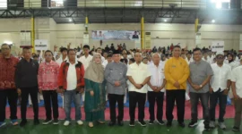 Wakil Wali Kota Padang, Maigus Nasir membuka Kejuaraan Kempo Wali Kota Cup 2025 di Gedung HBT Pondok Building, Jumat (8/8/2025). 