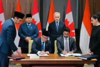 Presiden Prabowo Subianto bersama Perdana Menteri Kanada Mark Carney menyaksikan penandatanganan sejumlah nota kesepahaman strategis antara Indonesia dan Kanada di West Block, Parliament Hill, Ottawa, Rabu (24/9/2025). (Foto: BPMI Setpres)