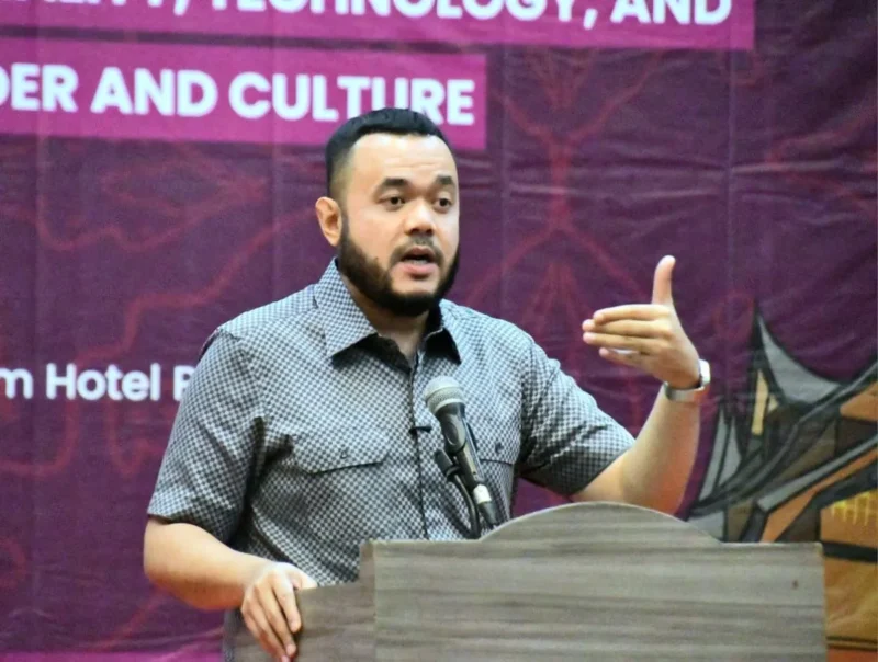 Wali Kota Padang, Fadly Amran tampil sebagai keynote speaker di ICGCS 2025, Selasa (9/9/2025). (Foto: Prokopim Padang)