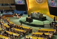 Presiden Prabowo Subianto menghadiri Konferensi Internasional Tingkat Tinggi untuk Penyelesaian Damai atas Masalah Palestina dan Implementasi Solusi Dua Negara di Gedung Majelis Umum PBB, New York, AS, Senin (22/9/2025). (Foto: BPMI Setpres)