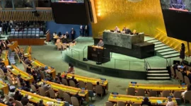 Presiden Prabowo Subianto menghadiri Konferensi Internasional Tingkat Tinggi untuk Penyelesaian Damai atas Masalah Palestina dan Implementasi Solusi Dua Negara di Gedung Majelis Umum PBB, New York, AS, Senin (22/9/2025). (Foto: BPMI Setpres)