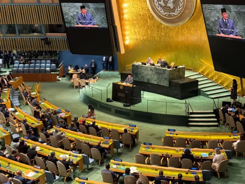 Presiden Prabowo Subianto menghadiri Konferensi Internasional Tingkat Tinggi untuk Penyelesaian Damai atas Masalah Palestina dan Implementasi Solusi Dua Negara di Gedung Majelis Umum PBB, New York, AS, Senin (22/9/2025). (Foto: BPMI Setpres)