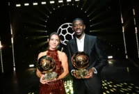Ousmane Dembélé dan Aitana Bonmatí tampil sebagai pemenang Ballon d'Or 2025. (Foto: IG @ballondorofficial)